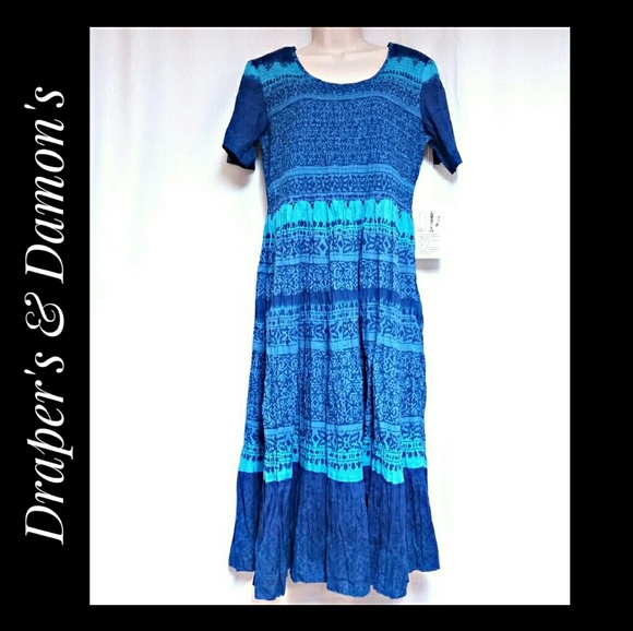Draper's & Damon's Blue Smocked Top Dress Size PM